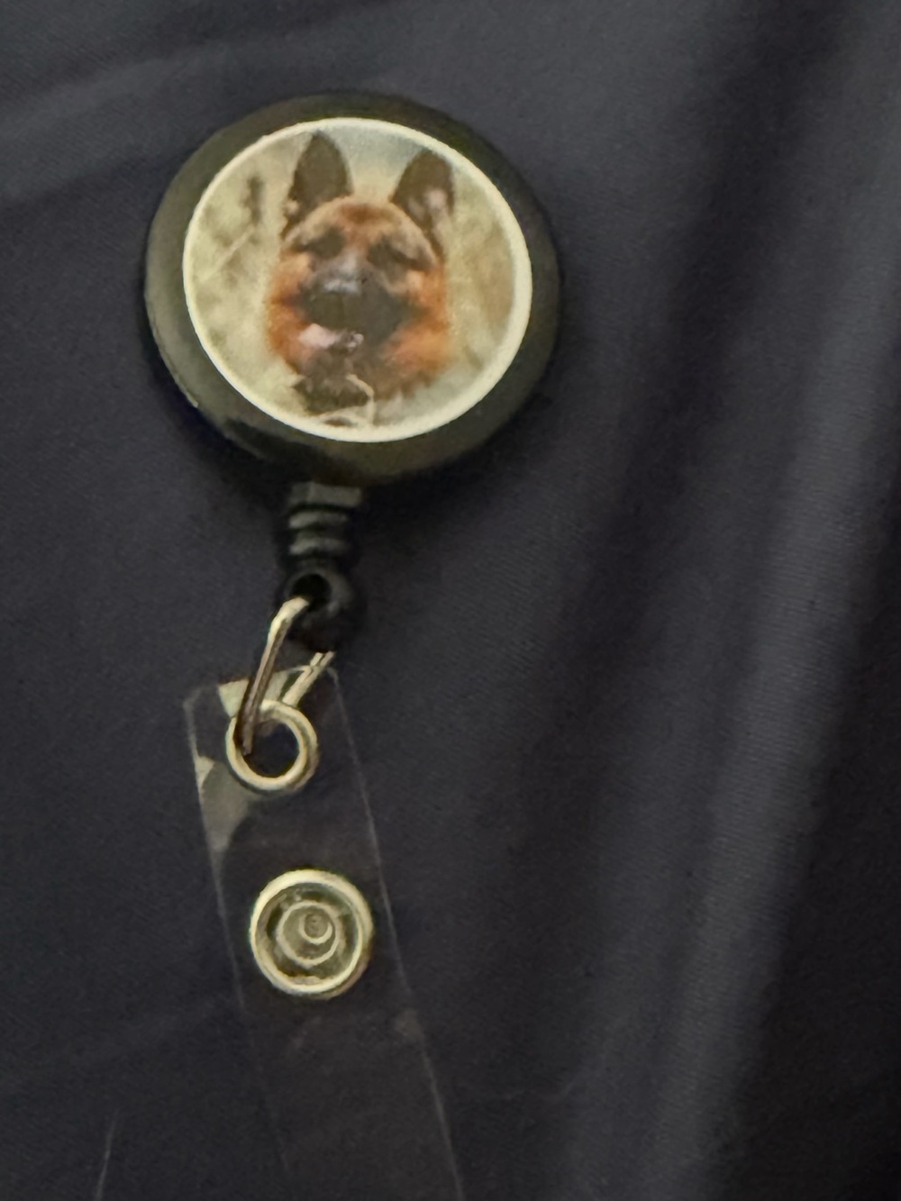 Black Retractable Badge Reel with Dog Photo - Pets Dog Accessory